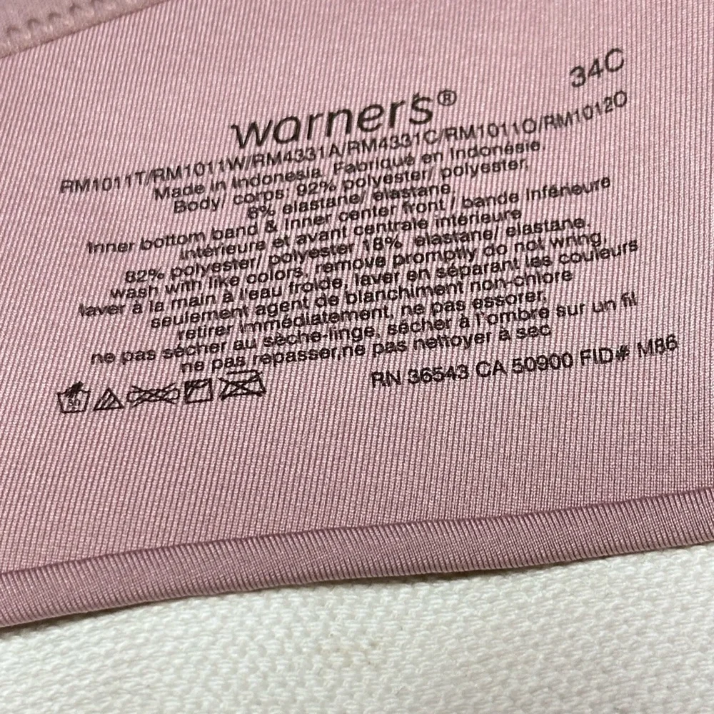 Warner’s Bra 34C Wireless Tag-less Convertible Contour Blush 3492 PP